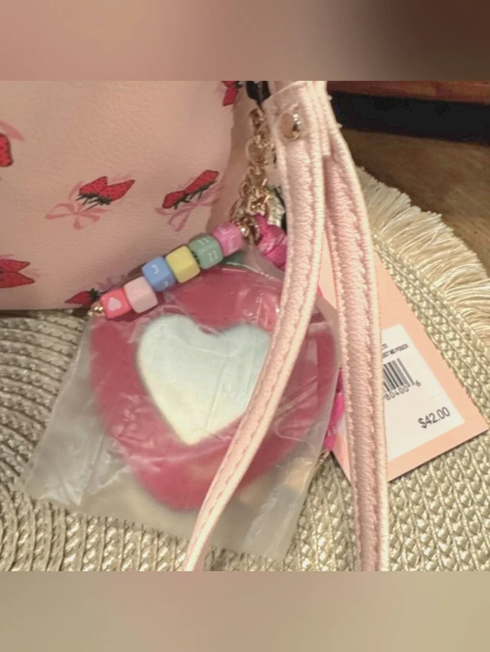 Juicy Couture Sweet Strawberry Triangle Gusset Pouch Wristlet